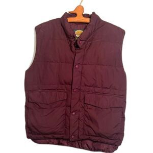Cabela's Premier Northern Goose Down Vest Puffer Full Snap Sz M Burgundy Red EUC